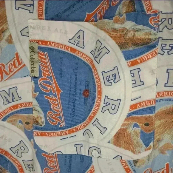 Columbia River Lodge Red Drum Mens Button up Shirt Size M Mulit Color - Picture 2 of 4